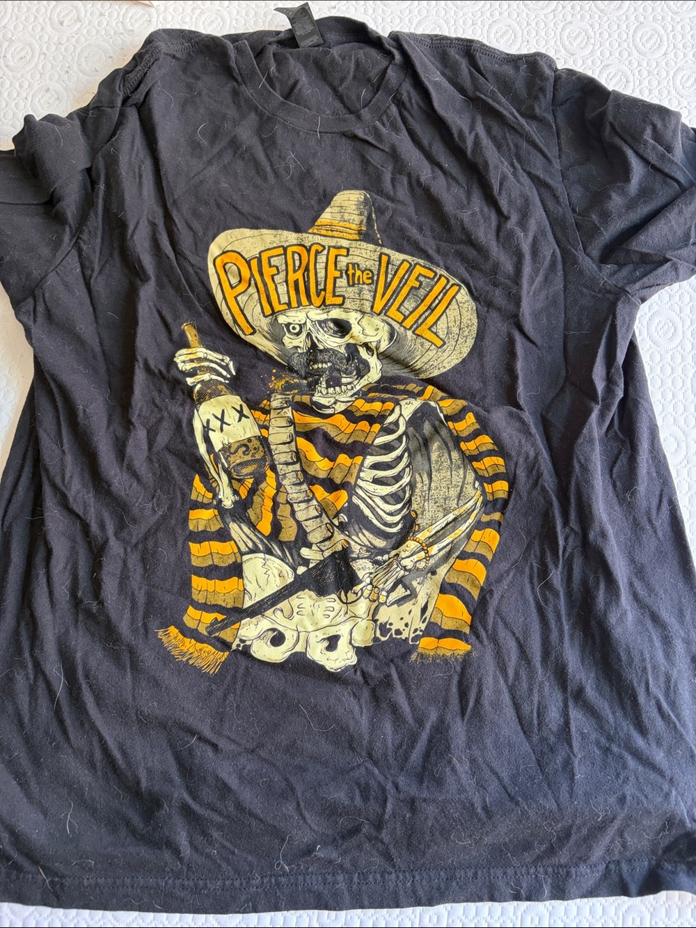 Hot Topic Pierce the Veil Black Tee with Yellow and Orange Graphic
